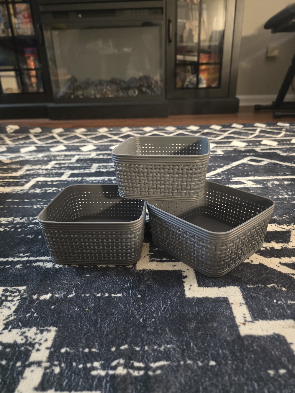 Gray Woven-Style Plastic Storage Baskets - Set of 3